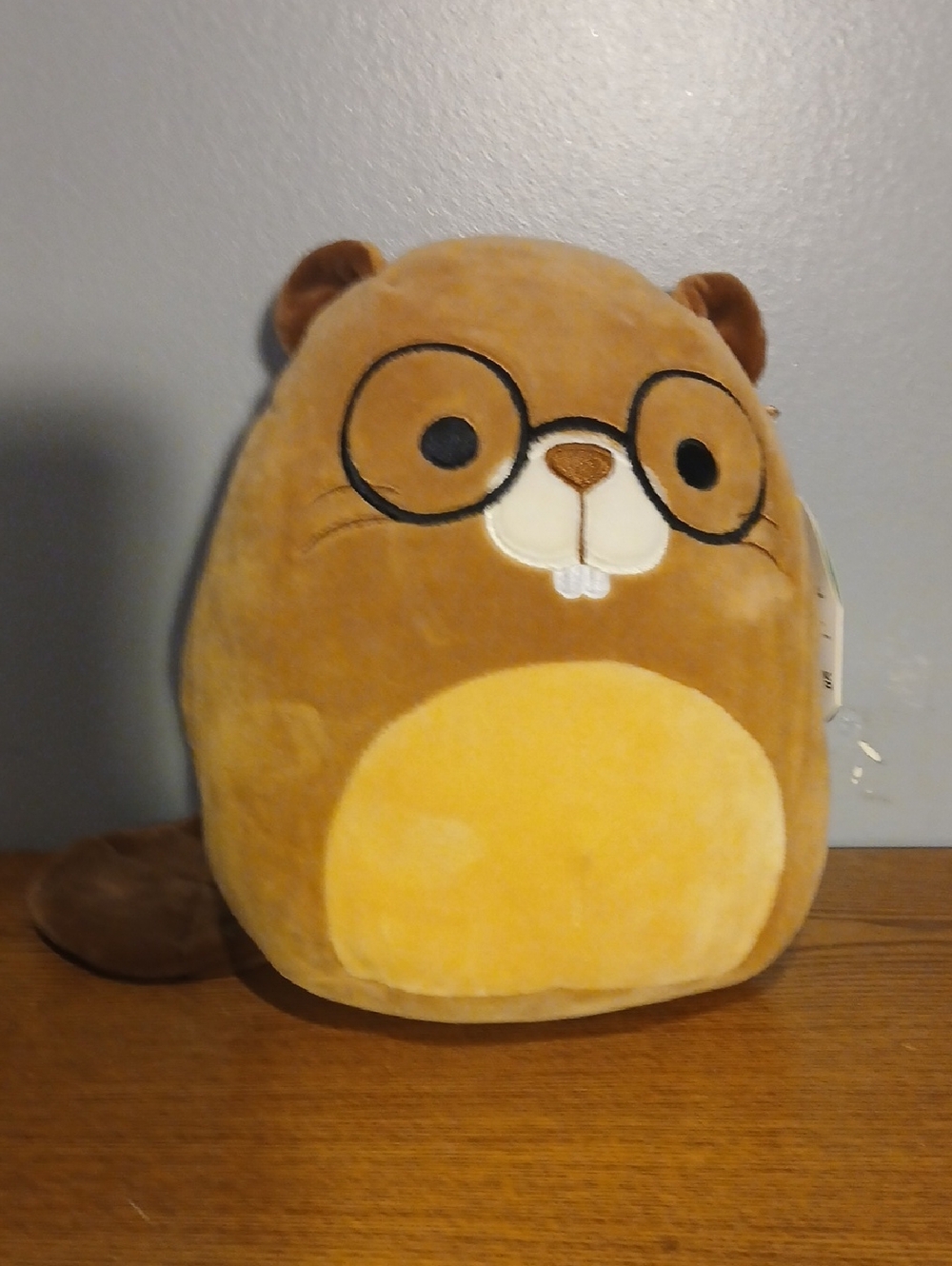 Squishmallows Brown Beaver Plush with Yellow Belly and Black Glasses